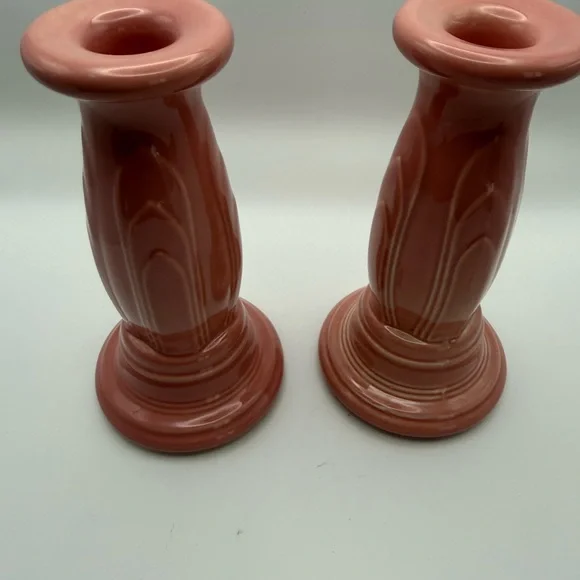 Fiestaware Rose Ceramic Candle Holders - Picture 2 of 6